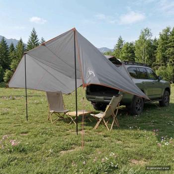 ARDEBO.de - Fahrzeugmarkise Grau und Orange 500 x 515 x 215 cm