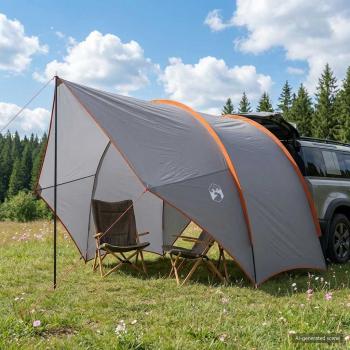 ARDEBO.de - Heck-Awnings wasserfest Grau und Orange 405 x 280 x 220 cm