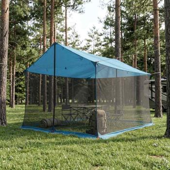 ARDEBO.de - Camping-Tarp mit Netzwänden Blau 340 x 260 x 220 cm
