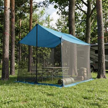 ARDEBO.de - Camping-Tarp mit Netzwänden Blau 270 x 210 x 210 cm