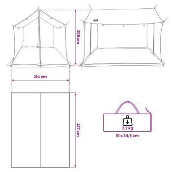 Camping-Tarp mit Netzwänden Grau und Orange 270 x 210 x 210 cm
