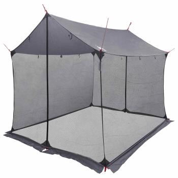 Camping-Tarp mit Netzwänden Grau und Orange 270 x 210 x 210 cm