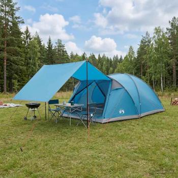 ARDEBO.de - Hütten-Zelt 8 Personen Blau Polyester und Stahl