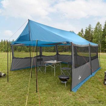 ARDEBO.de - Familienzelt Blau 450 x 400 x 265 cm Polyester und Stahl