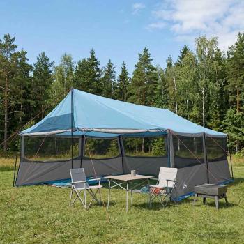 ARDEBO.de - Familienzelt Blau 600 x 400 x 268 cm Polyester und Stahl
