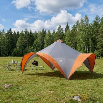ARDEBO.de - Party-Zelt Grau und Orange 500 x 500 x 352 cm