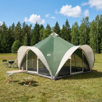 ARDEBO.de - Tipi Zelt mit Dach Grün 18-Personen Polyester und Stahl