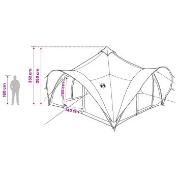 Tipi Zelt mit Dach Grün 18-Personen Polyester und Stahl