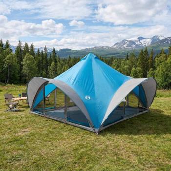 ARDEBO.de - Tipi Zelt 18,0 Personen Blau Polyester und Stahl