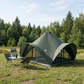 ARDEBO.de - Tipi Zelt 6,0 Personen Armeegrün Polyester und Stahl