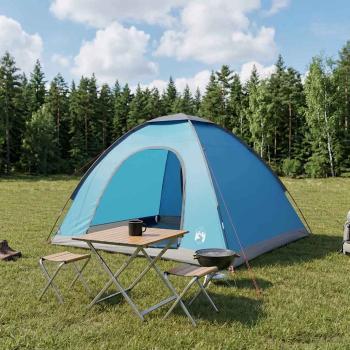 ARDEBO.de - Campingzelt 4 Personen Blau 185T Polyester mit PU-Beschichtung