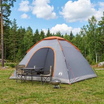 ARDEBO.de - Campingzelt 6 Personen Grau und Orange