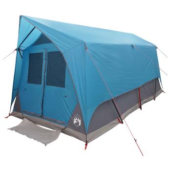 Tunnelzelt 8 Personen Blau Polyester und Stahl