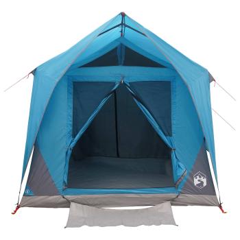Tunnelzelt 8 Personen Blau Polyester und Stahl