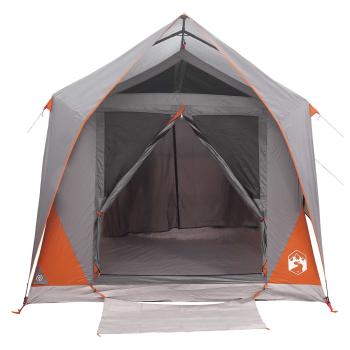 Tunnelzelt 8 Personen Grau und Orange Polyester und Stahl