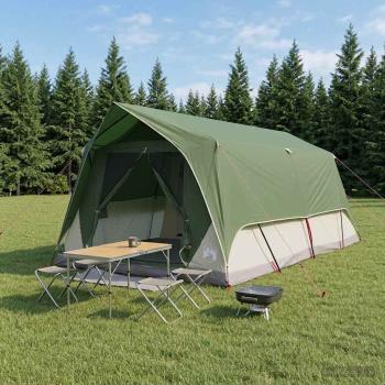 ARDEBO.de - Tunnelzelt mit Dach Grün 10 Personen Polyester und Stahl