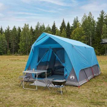 ARDEBO.de - Tunnelzelt 6 Personen Blau Polyester und Stahl