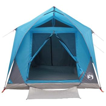 Tunnelzelt 6 Personen Blau Polyester und Stahl