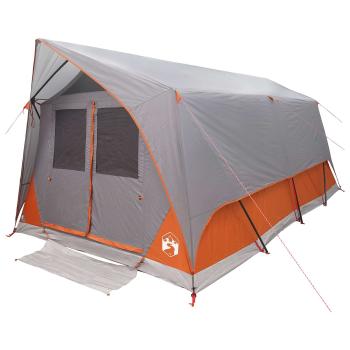 Tunnelzelt Grau und Orange 10 Personen Polyester und Stahl