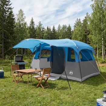 ARDEBO.de - Tunnelzelt 6 Personen Blau Polyester und Stahl