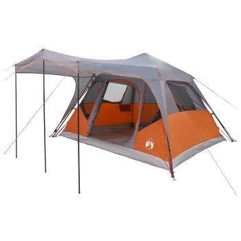 Familienzelt Grau und Orange 6-Personen Polyester und Stahl