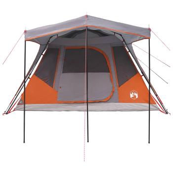 Familienzelt Grau und Orange 6-Personen Polyester und Stahl