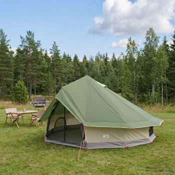 ARDEBO.de - Tipi Zelt 18 Personen Grün Polyester und Stahl
