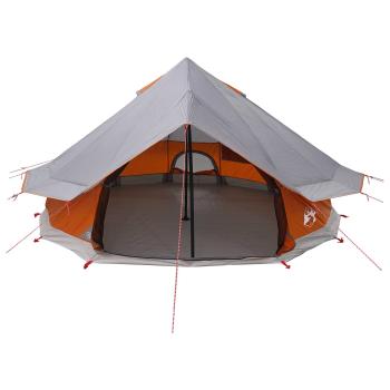 Tipi Zelt 18 Personen Grau und Orange Polyester und Stahl