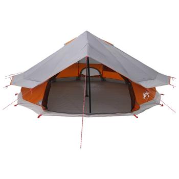 Tipi Zelt 20 Personen Grau und Orange Polyester und Stahl