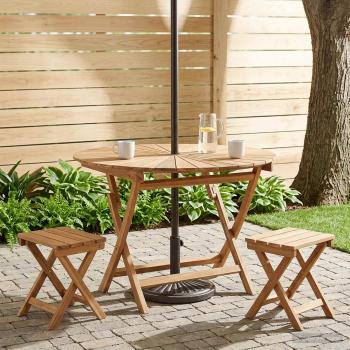 ARDEBO.de - Klappbarer Gartentisch Natur Ø 110 x 75 cm Massivholz Teak
