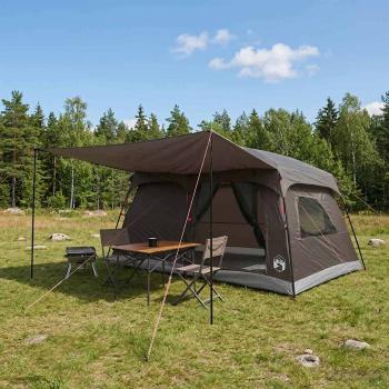 ARDEBO.de - Familienzelt 10 Personen Braun Grau Polyester und Stahl