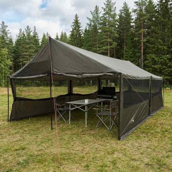 ARDEBO.de - Familienzelt Braun grau 600 x 402 x 268 cm Polyester und Stahl