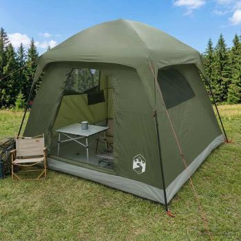 ARDEBO.de - Hütten-Zelt 4 Personen Olivgrün Polyester und Stahl