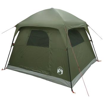 Hütten-Zelt 4 Personen Olivgrün Polyester und Stahl