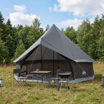 ARDEBO.de - Tipi Zelt 6 Personen Braun Grau Polyester und Stahl