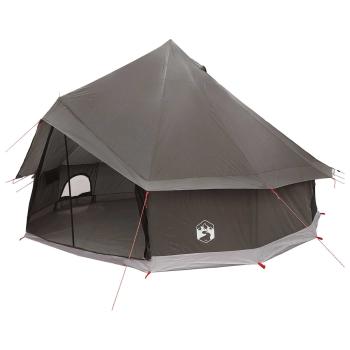 Tipi Zelt 6 Personen Braun Grau Polyester und Stahl