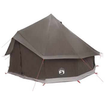 Tipi Zelt 6 Personen Braun Grau Polyester und Stahl