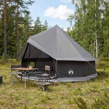 ARDEBO.de - Tipi Zelt 8 Personen Braun Grau Polyester und Stahl