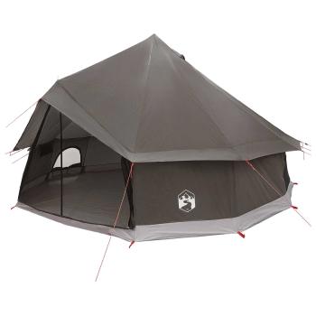 Tipi Zelt 8 Personen Braun Grau Polyester und Stahl