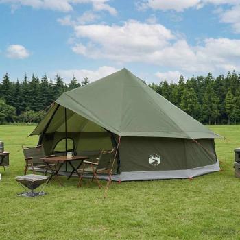 ARDEBO.de - Tipi Zelt 12 Personen Armeegrün Polyester und Stahl