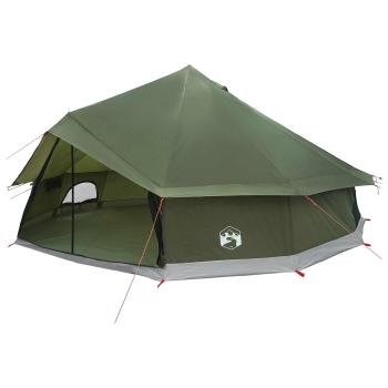 Tipi Zelt 12 Personen Armeegrün Polyester und Stahl