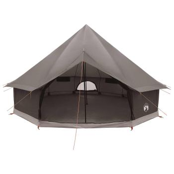 Tipi Zelt 10 Personen Braun Grau Polyester und Stahl