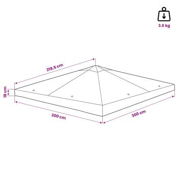 Pavillon Abdeckung Taupe 300 x 300 cm Polyester und Stahl