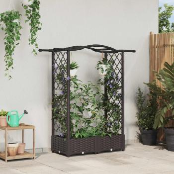 ARDEBO.de - Hochbeet mit Rankgitter und Dach Braun 124 x 40 x 123 cm PP