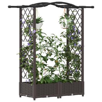 Hochbeet mit Rankgitter und Dach Braun 124 x 40 x 123 cm PP