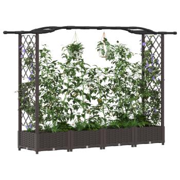 Hochbeet mit Rankgitter und Dach Braun 207 x 40 x 123 cm PP