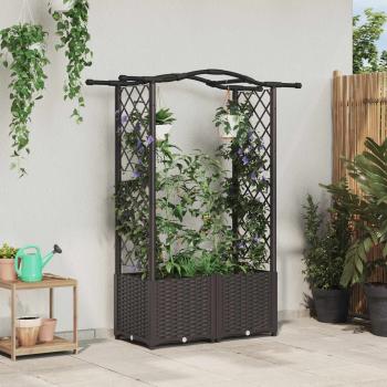 ARDEBO.de - Hochbeet mit Rankgitter und Dach Braun 125 x 40 x 138 cm PP