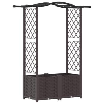 Hochbeet mit Rankgitter und Dach Braun 125 x 40 x 138 cm PP