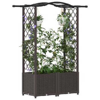 Hochbeet mit Rankgitter und Dach Braun 125 x 40 x 138 cm PP