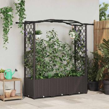 ARDEBO.de - Hochbeet mit Rankgitter und Dach Braun 164 x 40 x 138 cm PP